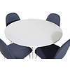 ebuy24 PlazaWHWH100 eethoek eetkamertafel wit en 4 Polar eetkamerstal blauw, wit.