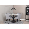 ebuy24 RazziaWH eethoek eetkamertafel terazzo wit en 4 Velvet Deluxe eetkamerstal velours lichtgrijs.