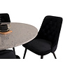 ebuy24 RazziaGR eethoek eetkamertafel terazzo grijs en 4 Velvet Deluxe eetkamerstal velours zwart.