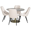 ebuy24 EstelleÃ˜106BLBR eethoek eetkamertafel zwart, marmer en 4 Velvet Deluxe eetkamerstal velours beige, zwart.