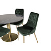 ebuy24 EstelleÃ˜106BLBR eethoek eetkamertafel zwart, marmer en 4 Velvet Deluxe eetkamerstal velours groente, messing decor.