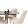 ebuy24 EstelleÃ˜106BLBR eethoek eetkamertafel zwart, marmer en 4 Velvet Deluxe eetkamerstal velours beige, messing decor.