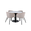 ebuy24 EstelleÃ˜106WHBL eethoek eetkamertafel wit, marmer en 4 Berit eetkamerstal beige.