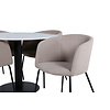 ebuy24 EstelleÃ˜106WHBL eethoek eetkamertafel wit, marmer en 4 Berit eetkamerstal beige.