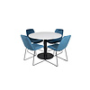 ebuy24 RazziaWH eethoek eetkamertafel terazzo wit en 4 Muce eetkamerstal velours blauw.