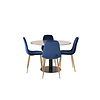 ebuy24 RazziaGR eethoek eetkamertafel terazzo grijs en 4 Polar eetkamerstal velours blauw, messing decor.