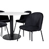 ebuy24 EstelleÃ˜106WHBL eethoek eetkamertafel wit, marmer en 4 Wrinkles eetkamerstal velours zwart.
