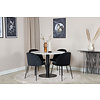 ebuy24 EstelleÃ˜106WHBL eethoek eetkamertafel wit, marmer en 4 Wrinkles eetkamerstal velours zwart.