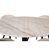 ebuy24 EstelleÃ˜106WHBL eethoek eetkamertafel wit, marmer en 4 Velvet eetkamerstal fluweel beige, zwart.