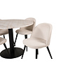 ebuy24 EstelleÃ˜106WHBL eethoek eetkamertafel wit, marmer en 4 Velvet eetkamerstal fluweel beige, zwart.