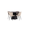 ebuy24 Bootcut eethoek tafel zwart en 4 Limhamn stoelen beige.