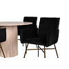 ebuy24 BiancaROWW eethoek eetkamertafel eik fineer wit washed en 4 Pippi eetkamerstal velours zwart.