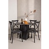 ebuy24 Olivia eethoek tafel zwart en 4 Crosett stoelen zwart.