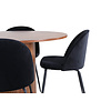 ebuy24 BiancaROWA eethoek eetkamertafel eik fineer en 4 Wrinkles eetkamerstal velours zwart.