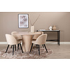 ebuy24 BiancaROWW eethoek eetkamertafel eik fineer wit washed en 4 Velvet Stitches eetkamerstal velours beige.