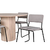 ebuy24 BiancaROWW eethoek eetkamertafel eik fineer wit washed en 4 Kenth eetkamerstal velours grijs.