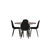 ebuy24 Copenhagen eethoek tafel mokka en 4 Polar stoelen zwart.
