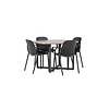 ebuy24 Durango eethoek tafel okkernoot decor en 4 baltimore stoelen zwart.