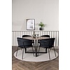 ebuy24 Durango eethoek tafel okkernoot decor en 4 Selma stoelen zwart.