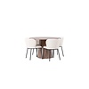 ebuy24 Lanzo eethoek tafel naturel en 4 Edina stoelen wit.