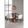 ebuy24 Lanzo eethoek tafel naturel en 4 Edina stoelen wit.