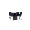 ebuy24 Lanzo eethoek tafel mokka en 4 Night stoelen zwart.