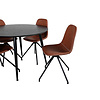 ebuy24 DippÃ˜115BLBL eethoek eetkamertafel zwart en 4 Polar eetkamerstal PU kunstleer bruin.