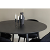 ebuy24 DippÃ˜115BLBR eethoek eetkamertafel zwart en 4 Velvet eetkamerstal velours zwart, messing decor.