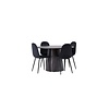 ebuy24 Lanzo eethoek tafel mokka en 4 Polar stoelen zwart.