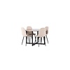 ebuy24 Durango eethoek tafel okkernoot decor en 4 Polar stoelen beige.