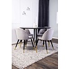 ebuy24 Dipp eethoek tafel zwart en 4 Velvet stoelen grijs.