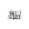 ebuy24 Durango eethoek tafel okkernoot decor en 4 Polar stoelen beige.