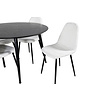 ebuy24 DippÃ˜115BLBL eethoek eetkamertafel zwart en 4 Polar Fluff eetkamerstal Teddy wit.