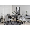 ebuy24 Copenhagen eethoek eetkamertafel bruin en 6 Velvet Deluxe eetkamerstal velours lichtgrijs.