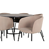 ebuy24 Copenhagen eethoek eetkamertafel bruin en 6 Berit eetkamerstal beige.