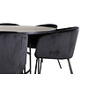 ebuy24 Copenhagen eethoek eetkamertafel bruin en 6 Berit eetkamerstal velours zwart.