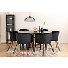 ebuy24 Copenhagen eethoek eetkamertafel bruin en 6 Berit eetkamerstal velours zwart.