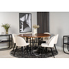 ebuy24 Copenhagen eethoek eetkamertafel bruin en 6 Velvet eetkamerstal fluweel beige, zwart.