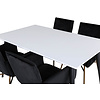 ebuy24 Jimmy150 eethoek eetkamertafel uitschuifbare tafel lengte cm 150 / 240 wit en 4 Pippi eetkamerstal velours zwart.