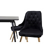 ebuy24 SilarBLExt eethoek eetkamertafel uitschuifbare tafel lengte cm 120 / 160 zwart en 4 Velvet Deluxe eetkamerstal velours zwart, messing decor.
