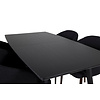 ebuy24 IncaBLBL eethoek eetkamertafel uitschuifbare tafel lengte cm 160 / 200 zwart en 4 Arch eetkamerstal zwart.