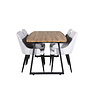 ebuy24 IncaNABL eethoek eetkamertafel uitschuifbare tafel lengte cm 160 / 200 el hout decor en 4 Plaza eetkamerstal lichtgrijs, zwart.