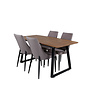 ebuy24 IncaNABL eethoek eetkamertafel uitschuifbare tafel lengte cm 160 / 200 el hout decor en 4 Leone 2.0 eetkamerstal grijs, zwart.