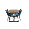 ebuy24 IncaNABL eethoek eetkamertafel uitschuifbare tafel lengte cm 160 / 200 el hout decor en 4 Muce eetkamerstal velours blauw.