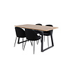 ebuy24 IncaNABL eethoek eetkamertafel uitschuifbare tafel lengte cm 160 / 200 el hout decor en 4 Wrinkles eetkamerstal velours zwart.