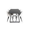 ebuy24 IncaBLBL eethoek eetkamertafel uitschuifbare tafel lengte cm 160 / 200 zwart en 4 Velvet eetkamerstal fluweel beige, zwart.