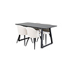 ebuy24 IncaBLBL eethoek eetkamertafel uitschuifbare tafel lengte cm 160 / 200 zwart en 4 Velvet eetkamerstal fluweel beige, zwart.