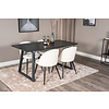 ebuy24 IncaBLBL eethoek eetkamertafel uitschuifbare tafel lengte cm 160 / 200 zwart en 4 Velvet eetkamerstal fluweel beige, zwart.