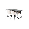 ebuy24 IncaBLBL eethoek eetkamertafel uitschuifbare tafel lengte cm 160 / 200 zwart en 4 Velvet eetkamerstal velours beige, zwart.