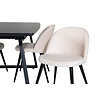 ebuy24 IncaBLBL eethoek eetkamertafel uitschuifbare tafel lengte cm 160 / 200 zwart en 4 Velvet eetkamerstal velours beige, zwart.